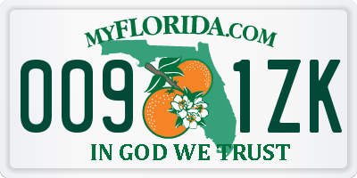 FL license plate 0091ZK