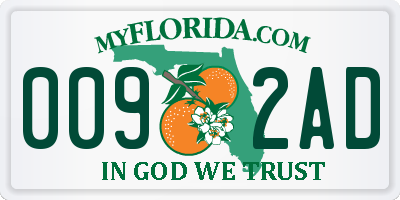 FL license plate 0092AD