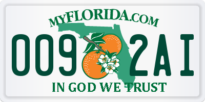 FL license plate 0092AI