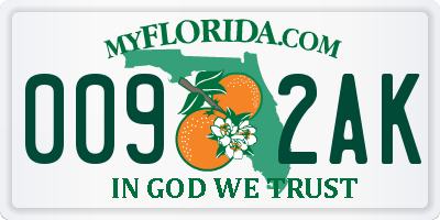 FL license plate 0092AK