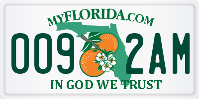 FL license plate 0092AM