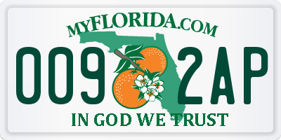 FL license plate 0092AP