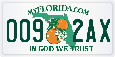 FL license plate 0092AX