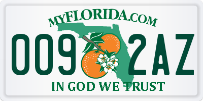 FL license plate 0092AZ