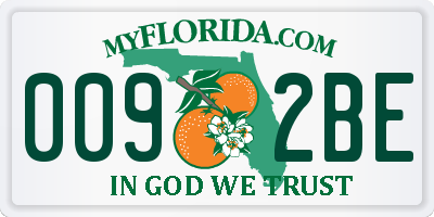 FL license plate 0092BE