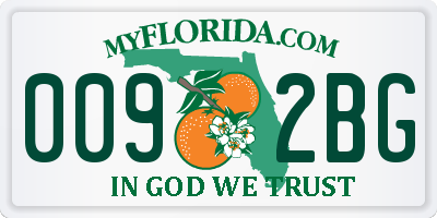FL license plate 0092BG