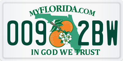 FL license plate 0092BW