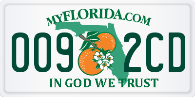 FL license plate 0092CD