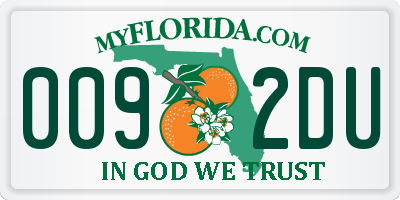 FL license plate 0092DU