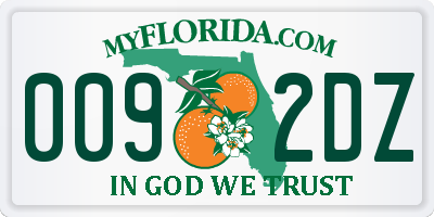 FL license plate 0092DZ