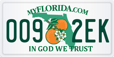 FL license plate 0092EK