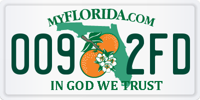 FL license plate 0092FD