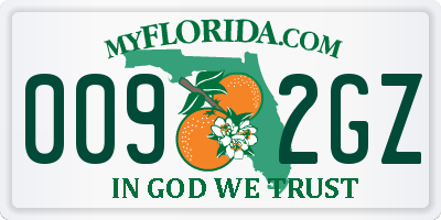 FL license plate 0092GZ