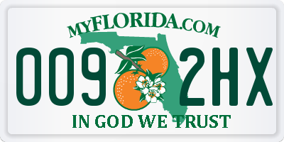 FL license plate 0092HX