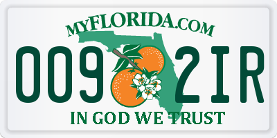 FL license plate 0092IR
