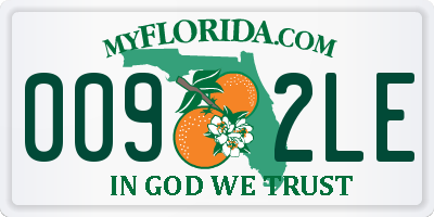 FL license plate 0092LE