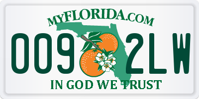 FL license plate 0092LW