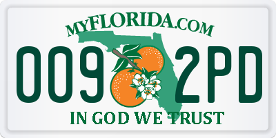 FL license plate 0092PD