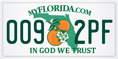 FL license plate 0092PF