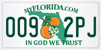 FL license plate 0092PJ