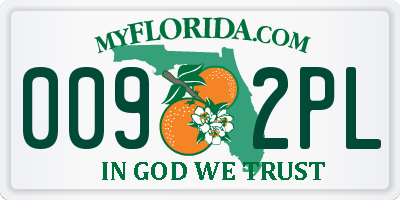 FL license plate 0092PL