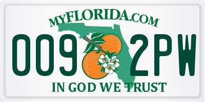 FL license plate 0092PW