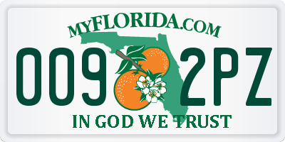 FL license plate 0092PZ