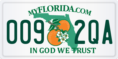 FL license plate 0092QA