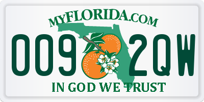 FL license plate 0092QW