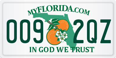 FL license plate 0092QZ