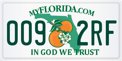 FL license plate 0092RF
