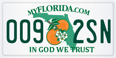 FL license plate 0092SN
