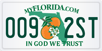 FL license plate 0092ST
