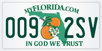 FL license plate 0092SV