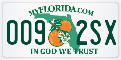 FL license plate 0092SX