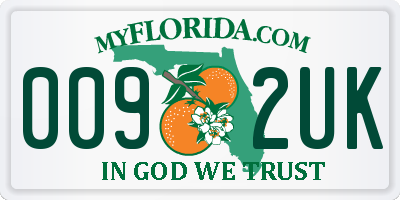 FL license plate 0092UK