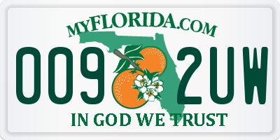 FL license plate 0092UW
