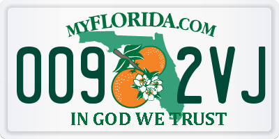 FL license plate 0092VJ