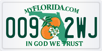 FL license plate 0092WJ