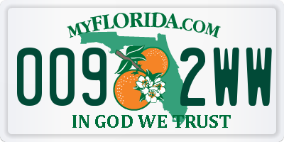 FL license plate 0092WW
