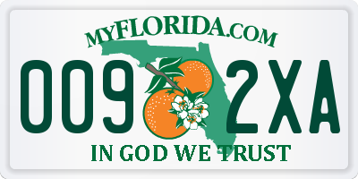 FL license plate 0092XA
