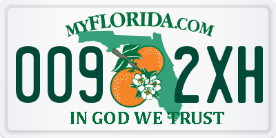 FL license plate 0092XH