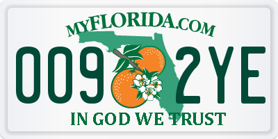 FL license plate 0092YE
