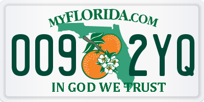 FL license plate 0092YQ
