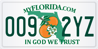FL license plate 0092YZ