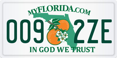 FL license plate 0092ZE
