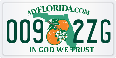 FL license plate 0092ZG