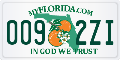 FL license plate 0092ZI