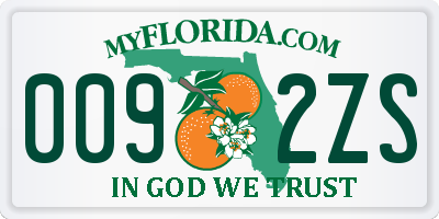 FL license plate 0092ZS