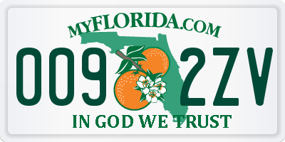 FL license plate 0092ZV